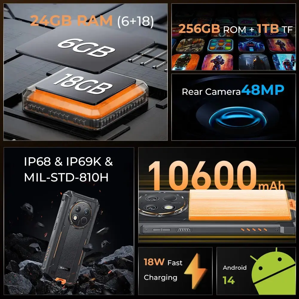 OUKITEL G1 Rugged Phone 6.52-inch 10600mAh Big Battery 48MP Camera (6+256GB) - Image 8