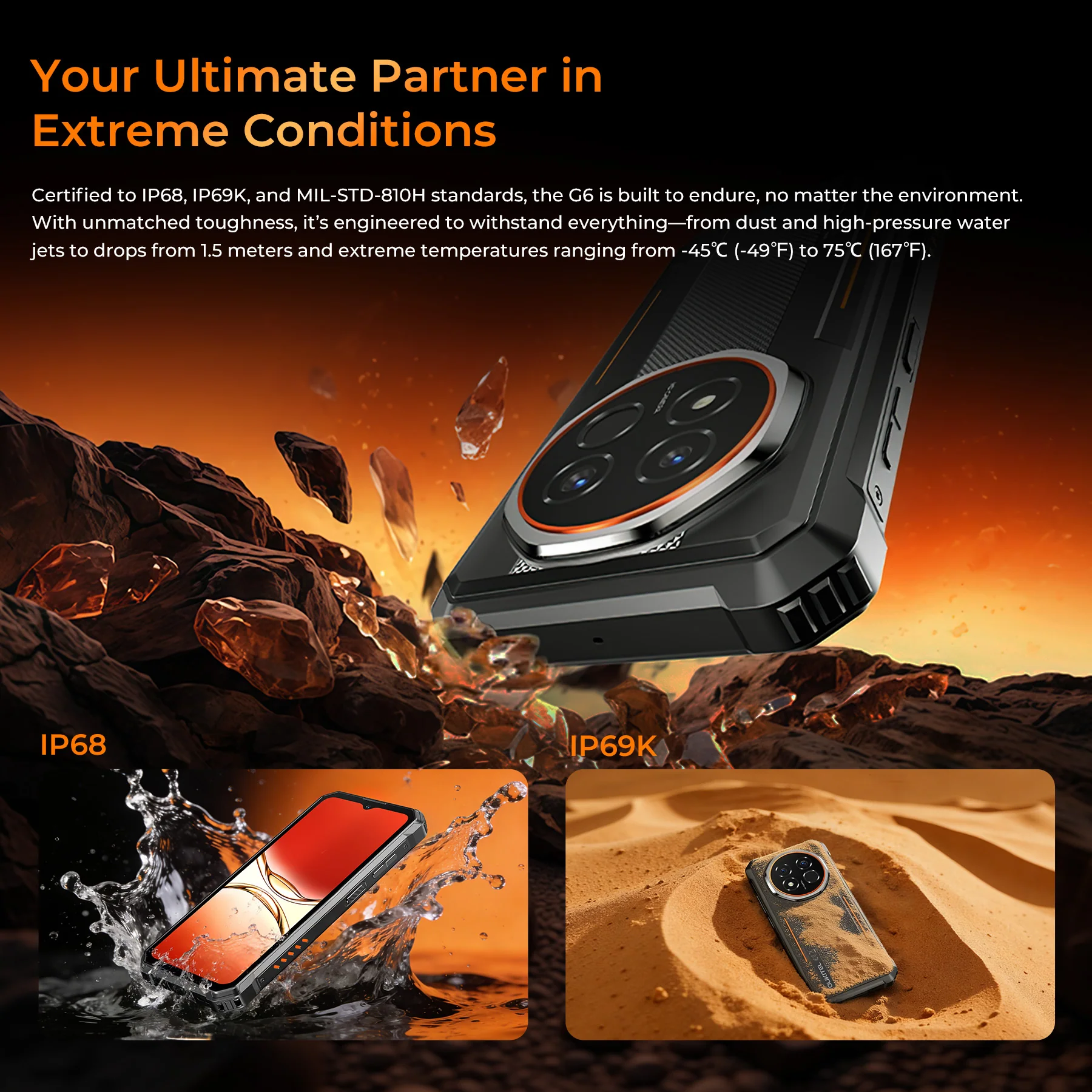 OUKITEL G6-EV 4G Rugged Phone 6.52'' HD+ Display 10,600mAh Big Battery 64MP Camera Android 16(8GB+256GB) - Image 7