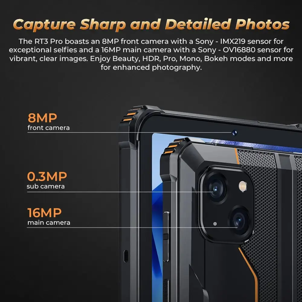 OUKITEL RT3 Pro 4G RuggedTablet 8-inch 5150mAh Big Battery 16MP Camera Android 14 (4GB+128GB NFC) - Image 13