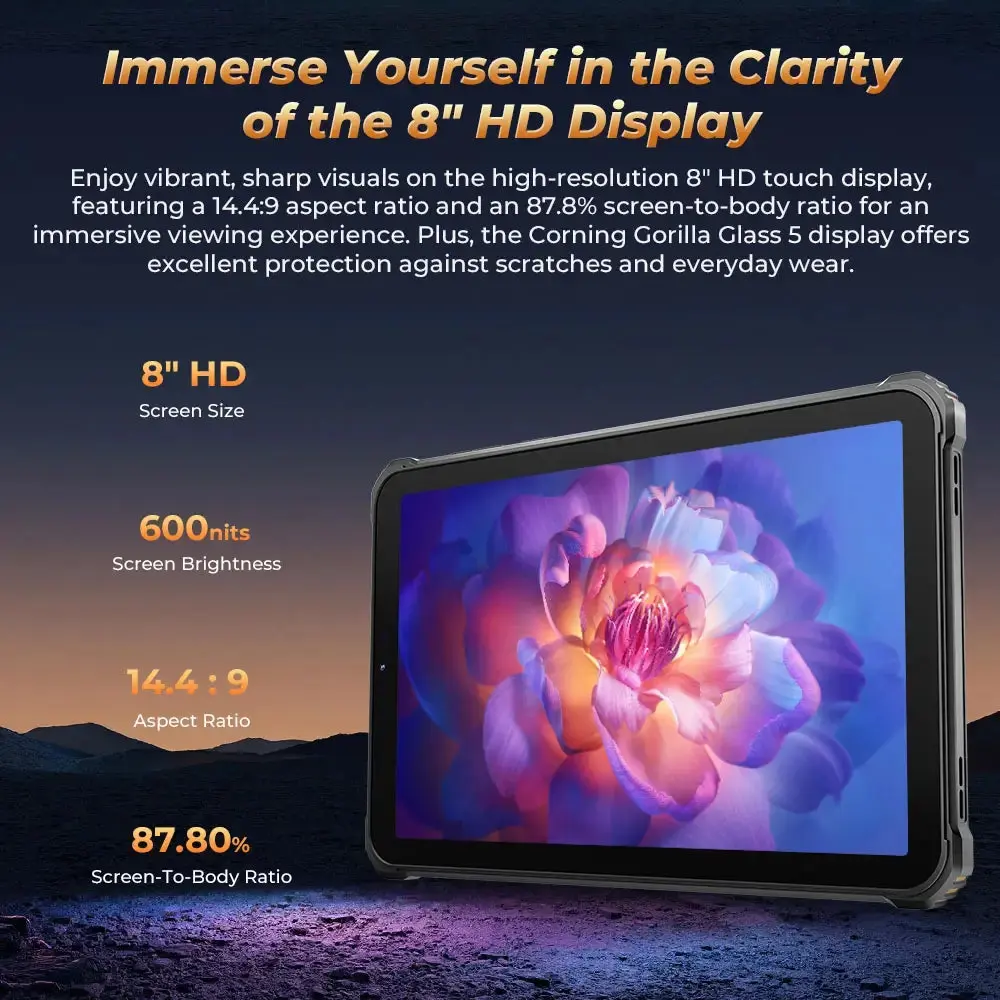 OUKITEL RT3 Pro 4G RuggedTablet 8-inch 5150mAh Big Battery 16MP Camera Android 14 (4GB+128GB NFC) - Image 7