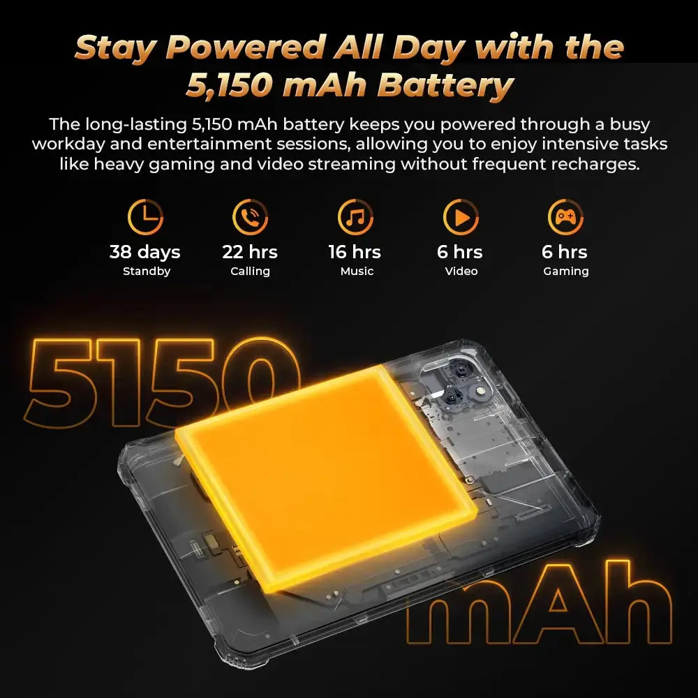 OUKITEL RT3 Pro 4G RuggedTablet 8-inch 5150mAh Big Battery 16MP Camera Android 14 (4GB+128GB NFC) - Image 8