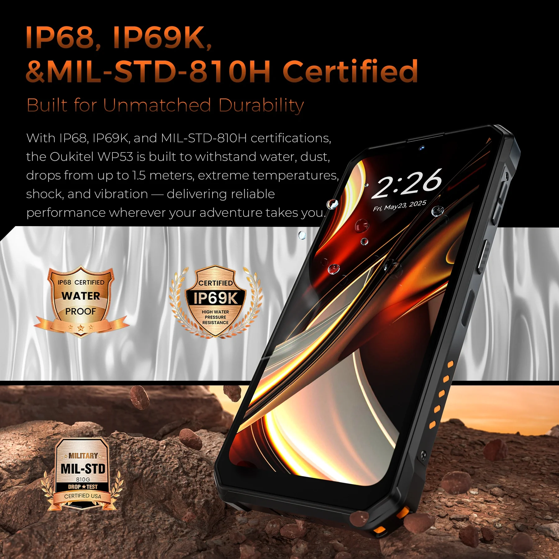 OUKITEL WP53 4G Rugged Phone 6.52'' FHD+ Display 11000mAh Big Battery 13MP Camera Camping Light Android 15(8GB+128GB NFC) - Image 7