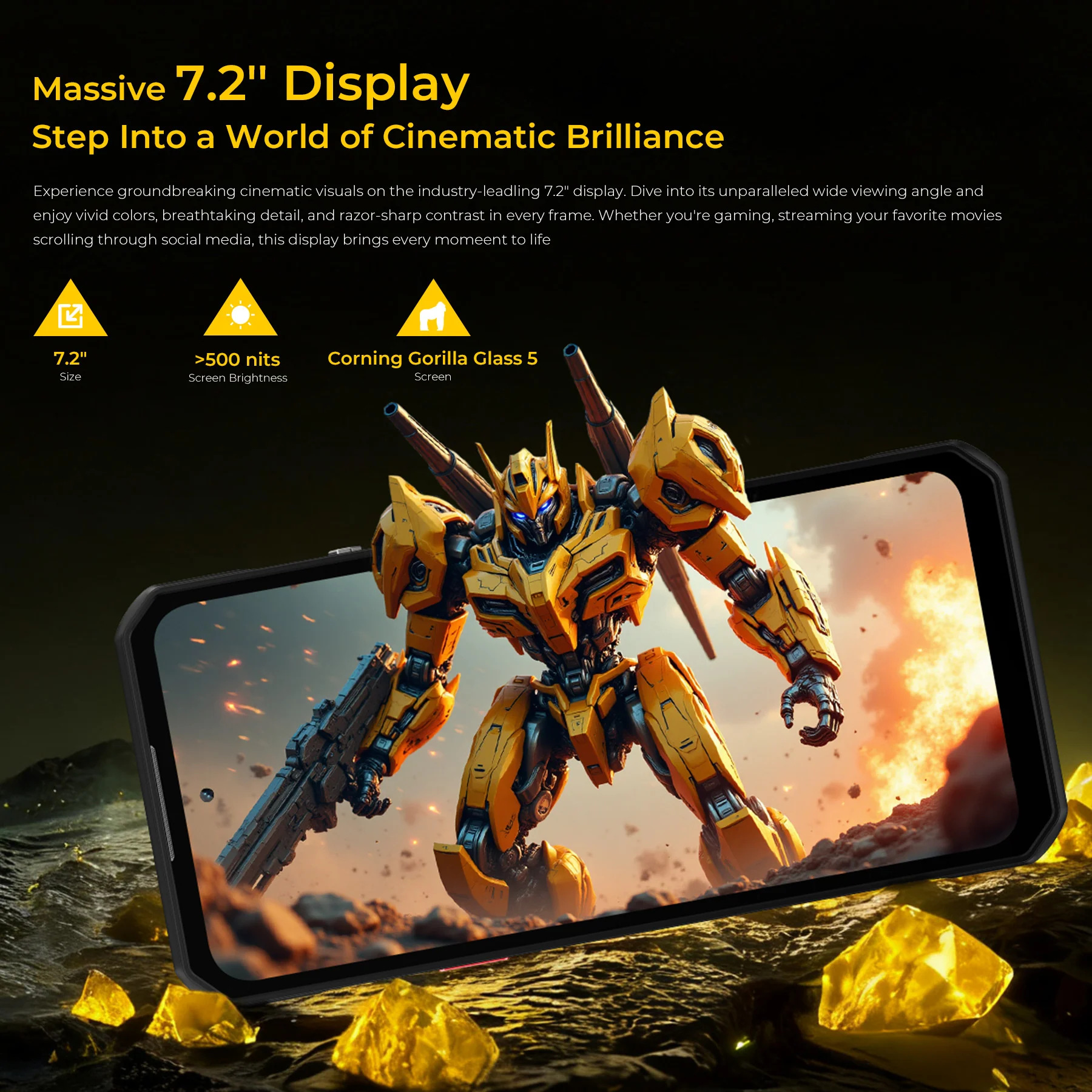 OUKITEL WP60 5G Rugged Phone 7.2'' HD+ Display 10,000mAh Big Battery 108MP Camera Android 15(16GB+512GB NFC) - Image 6