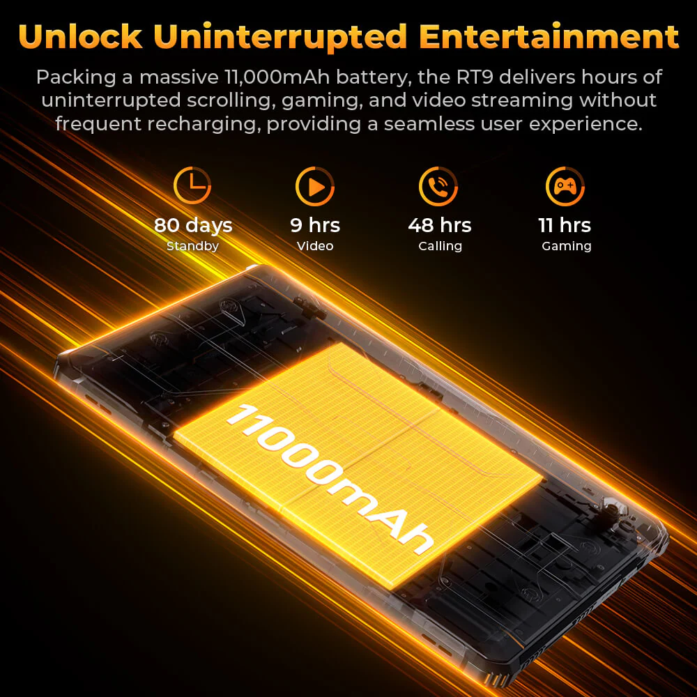 OUKITEL RT9 Rugged Tablet 10.1-inch 2K 11000mAh Big Battery 16MP Camera Android 14 (6GB+256GB) - Image 11